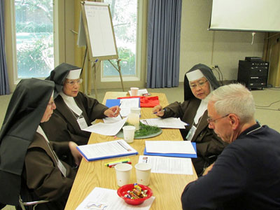 &ldquo;Thanks so much! The whole experience was fabulous, and we are very grateful,&rdquo; writes Sister Vincent Marie Finnegan, a member of the Carmelite Sisters of the Most Sacred Heart from Alhambra, California. Pictured (clockwise from left): Sister Vincent Marie Finnegan, OCD; Mother Judith Zuniga, OCD; Sister Janelle Necesario, OCD, and NRRO Consultant Brother Stephen Glodek, SM.