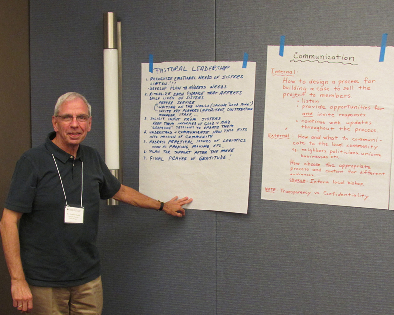 Marianist Brother Stephen Glodek, who is overseeing the NRRO&rsquo;s Tending the Vineyard initiative, reviews feedback offered by think-tank participants.